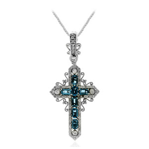Zilveren halsketting met Londen-blauwe topaasstenen (Dallas Prince Designs) 9437HT
