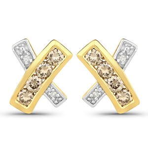 PK Brown Diamond Silver Earrings 9454OC