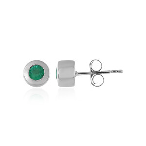 Colombian Emerald Silver Earrings 9817WG